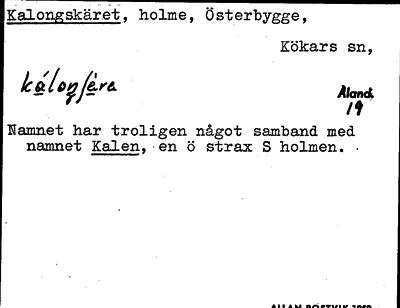 Bild på arkivkortet för arkivposten Kalongskäret