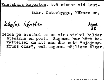 Bild på arkivkortet för arkivposten Kantskärs koporten