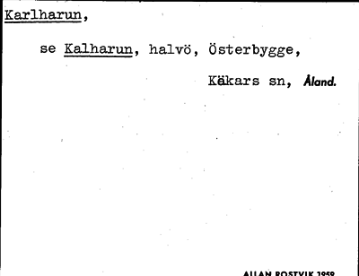 Bild på arkivkortet för arkivposten Karlharun, se Kalharun
