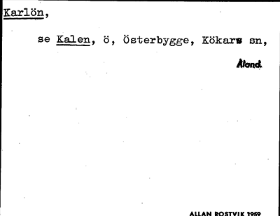 Bild på arkivkortet för arkivposten Karlön, se Kalen