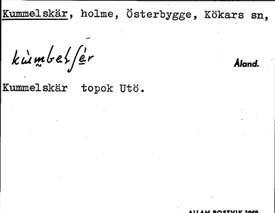 Bild på arkivkortet för arkivposten Kummelskär