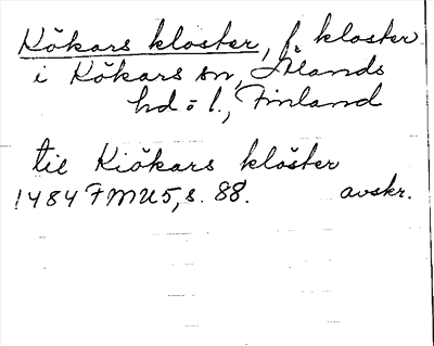 Bild på arkivkortet för arkivposten Kökars kloster