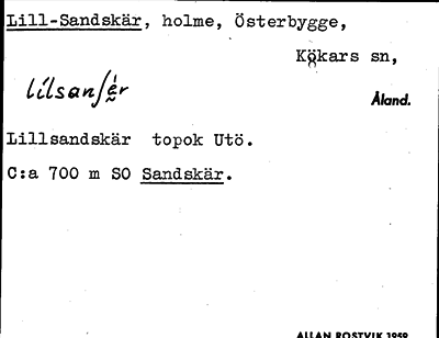 Bild på arkivkortet för arkivposten Lill-Sandskär