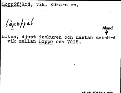 Bild på arkivkortet för arkivposten Loppöfjärd