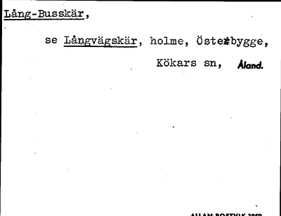 Bild på arkivkortet för arkivposten Lång-Busskär, se Långvägskär