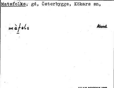 Bild på arkivkortet för arkivposten Matsfolks