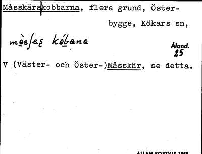 Bild på arkivkortet för arkivposten Måsskärs kobbarna