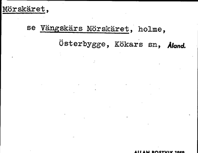 Bild på arkivkortet för arkivposten Mörskäret, se Vängskärs Mörskäret