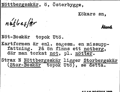 Bild på arkivkortet för arkivposten Nöttbergsskär