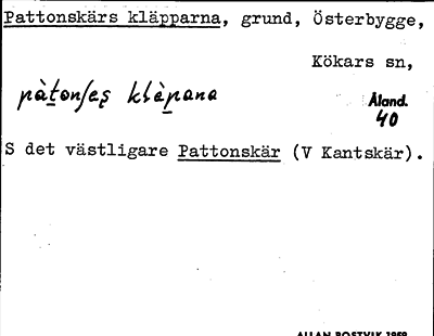 Bild på arkivkortet för arkivposten Pattonskärs kläpparna