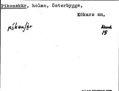 Bild på arkivkortet för arkivposten Pikonskär