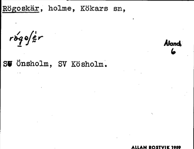 Bild på arkivkortet för arkivposten Rögoskär