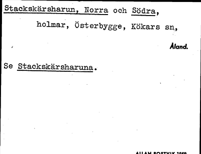 Bild på arkivkortet för arkivposten Stackskärsharun, Norra och Södra