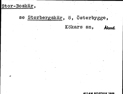 Bild på arkivkortet för arkivposten Stor-Boskär, se Storbergskär