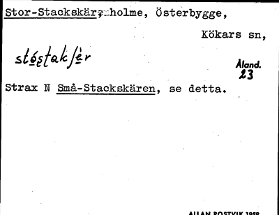 Bild på arkivkortet för arkivposten Stor-Stackskär