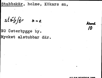 Bild på arkivkortet för arkivposten Stubbskär