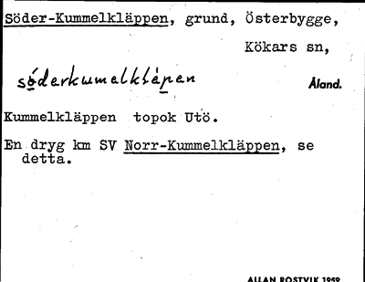 Bild på arkivkortet för arkivposten Söder-Kummelkläppen
