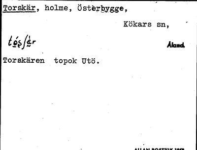 Bild på arkivkortet för arkivposten Torskär