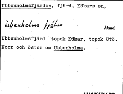 Bild på arkivkortet för arkivposten Ubbenholmsfjärden