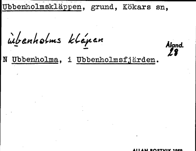 Bild på arkivkortet för arkivposten Ubbenholmskläppen