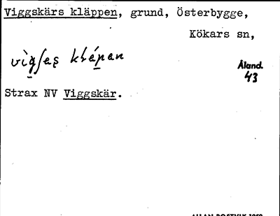 Bild på arkivkortet för arkivposten Viggskärs kläppen