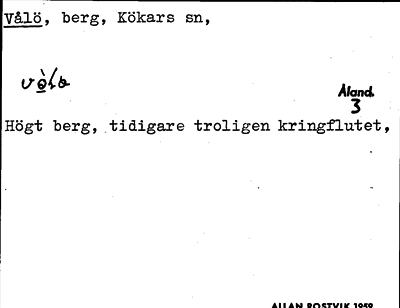 Bild på arkivkortet för arkivposten Vålö