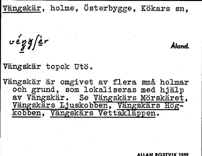 Bild på arkivkortet för arkivposten Vängskär