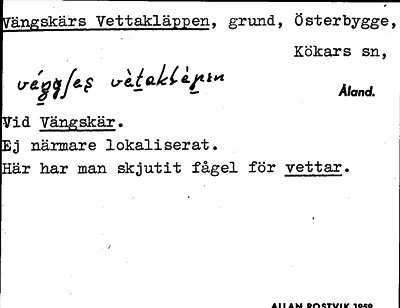 Bild på arkivkortet för arkivposten Vängskärs Vettakläppen