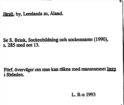 Bild på arkivkortet för arkivposten Järsö