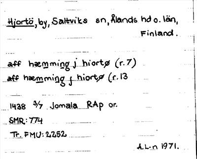 Bild på arkivkortet för arkivposten Hjortö
