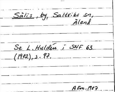 Bild på arkivkortet för arkivposten Sålis