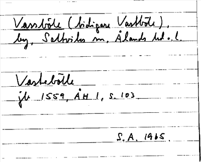 Bild på arkivkortet för arkivposten Vassböle