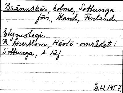 Bild på arkivkortet för arkivposten Brännskär