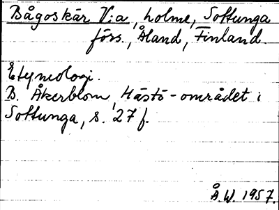 Bild på arkivkortet för arkivposten Bågoskär, V:a