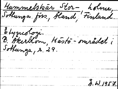 Bild på arkivkortet för arkivposten Hummelskär, Stor-