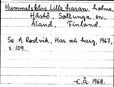 Bild på arkivkortet för arkivposten Hummelskärs Lilla haran