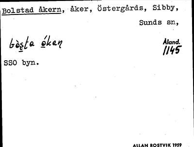 Bild på arkivkortet för arkivposten Bolstad åkern