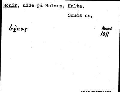 Bild på arkivkortet för arkivposten Bonör