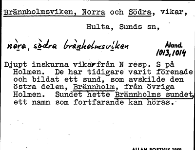 Bild på arkivkortet för arkivposten Brännholmsviken, Norra och Södra