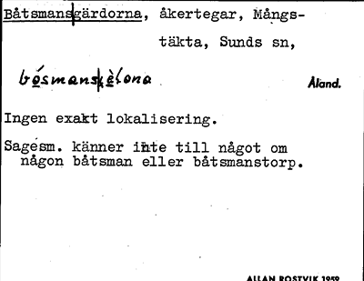 Bild på arkivkortet för arkivposten Båtsmans gärdorna