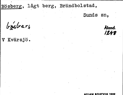 Bild på arkivkortet för arkivposten Bösberg
