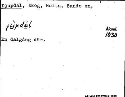Bild på arkivkortet för arkivposten Djupdal
