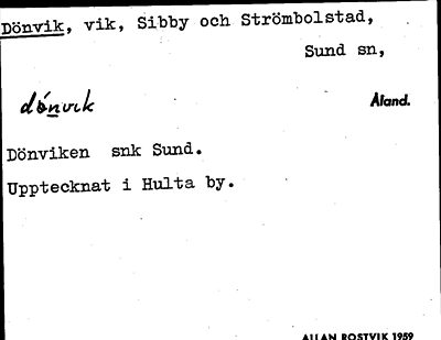 Bild på arkivkortet för arkivposten Dönvik