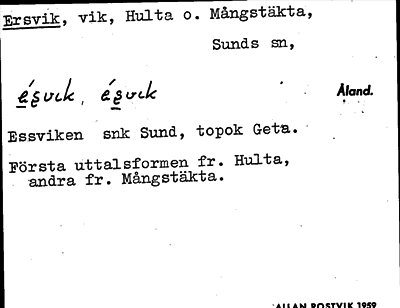 Bild på arkivkortet för arkivposten Ersvik