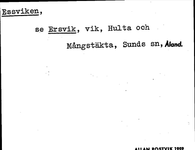 Bild på arkivkortet för arkivposten Essviken, se Ersvik