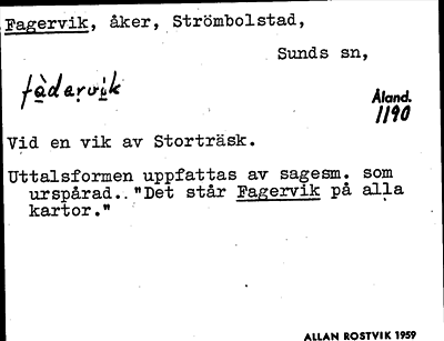 Bild på arkivkortet för arkivposten Fagervik