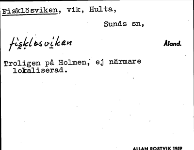 Bild på arkivkortet för arkivposten Fisklösviken