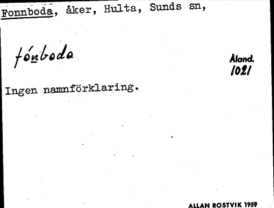 Bild på arkivkortet för arkivposten Fonnboda