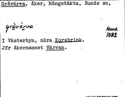 Bild på arkivkortet för arkivposten Gråvärva