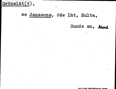 Bild på arkivkortet för arkivposten Grönslät(t), se Janssons